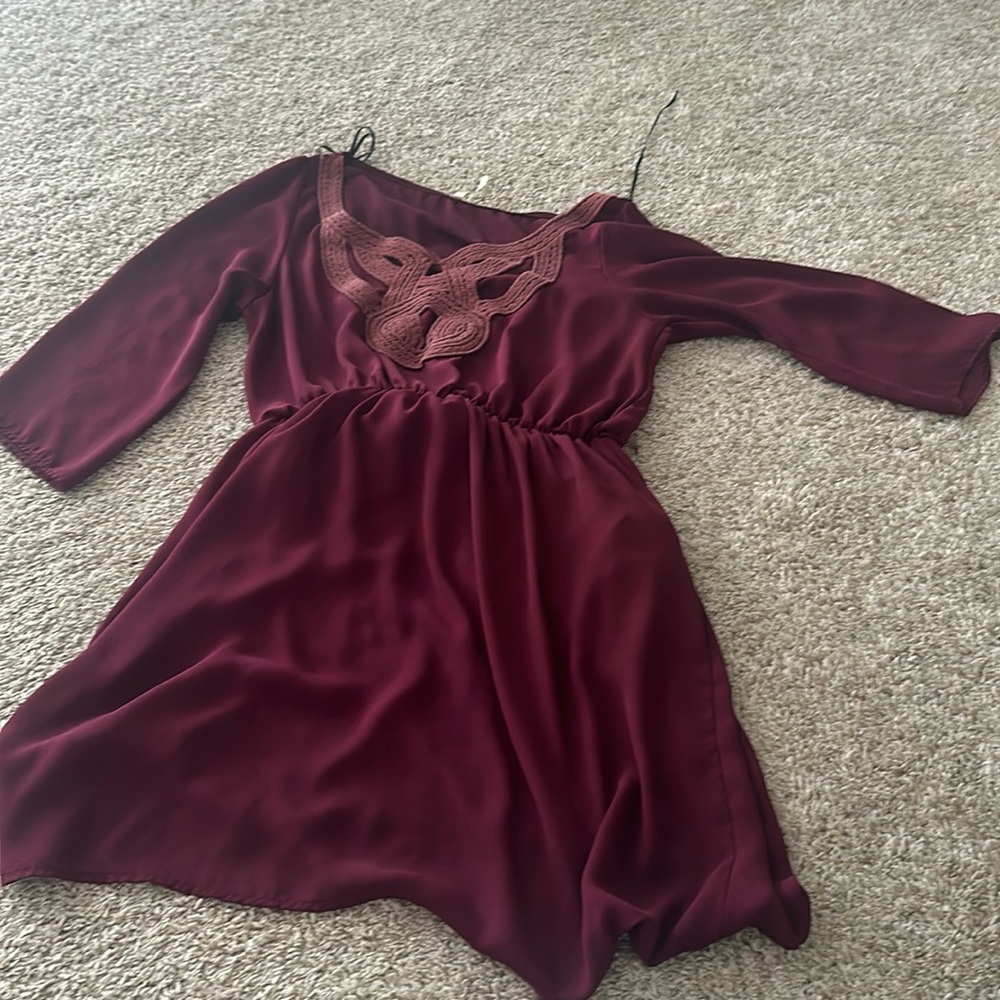Maroon blouse 3/4 sleeve